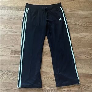 adidas Women’s Black Track Pants with Mint Side Stripes